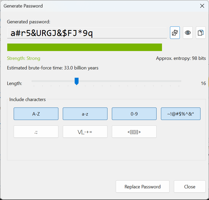 Generate Password tool
